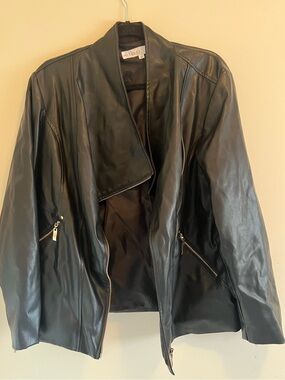 cleo Black Zip-Detail Moto Jacket
